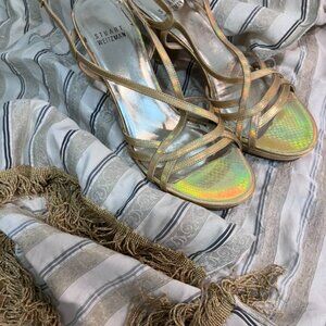 Stuart Weitzman Gold Iridescent Strappy Sandals - Size 7 - Like New (Ogilvy)